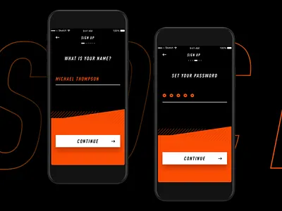 Sign Up app black bold clean design form interface ios orange signup ui ux