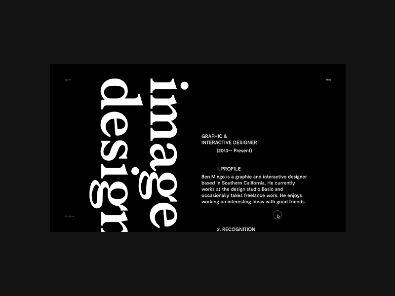Portfolio Info Page about drag gif home info information motion navigation page portfolio typography ui