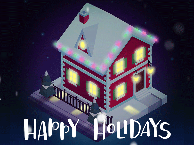 Season's Greetings 2017 card christmas christmas card holidays house illustration isometric season snow winter