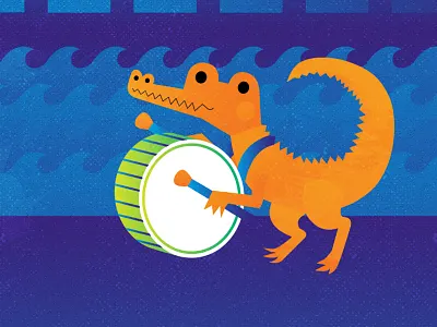 Drumming up some fun alligator festival fun ict illustration jamming keytar music poster river wichita