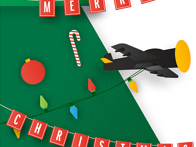 Merry Christmas from Black Airplane! airplane candy cane christmas illustration plane tree