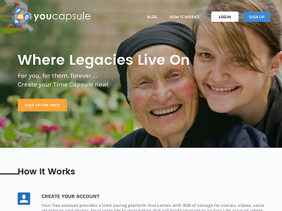 youcapsule_01 blue buttons cloud landing orange page product storage ui ux website youcapsule