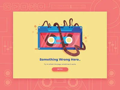 Mess broken cassette error icon illustration music vintage