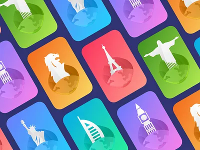 Concept - Card view for most visited locations (Freebie) android card download free free download freebie ios material mobile travel web world