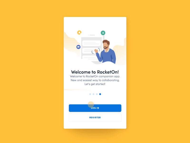 RocketOn App - Onboarding Screens Motion animation app board brazil coaching illustration ios motion ui ux welcome yellow