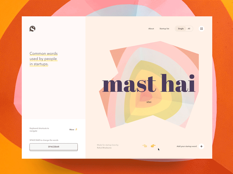 Startup Words cool hindi indian startups minimal modern motion pastel colors ui ux website words