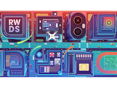 The City blockchain city concept crypto futuristic illustration night ps scenes web3