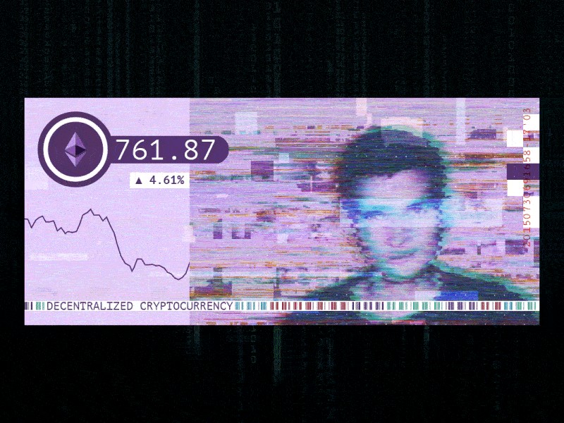 Ethereum currency bill altcoin cryptocurrency currency bill ethereum glitch art rotating