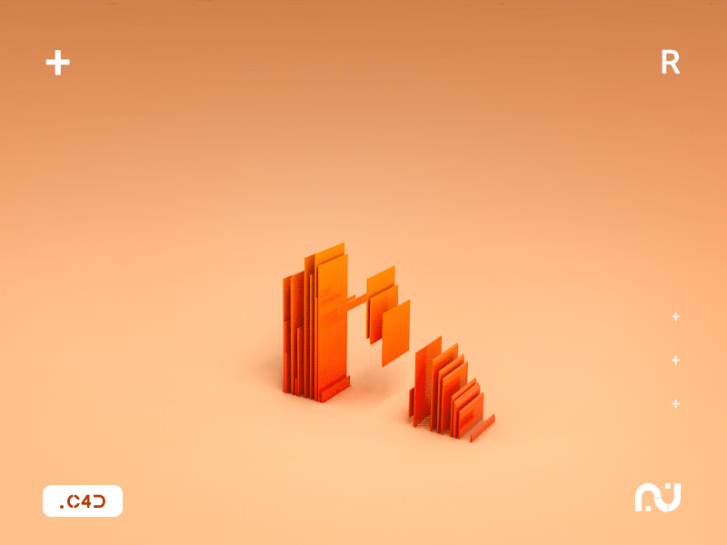 R 3d c4d cinema 4d color english gif orange poster r