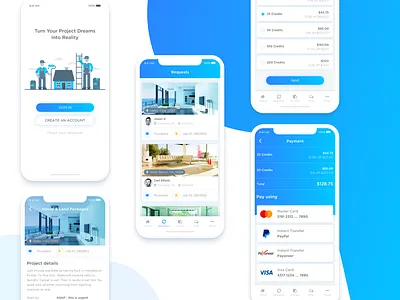 Rewilla Mobile App blue clean hanoi interface plumber plumbing responsive saigon system ui ux vietnam