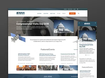 AIAA American Institute of Aeronautics and Astronautics clean concept design hero homepage inspiration simple ui user interface ux