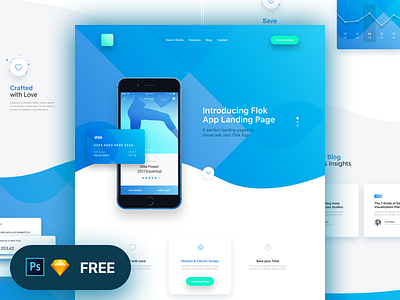 Flok App Landing Page Freebie by Panoply Store app design free freebie ios landing page photoshop sketch ui ux web
