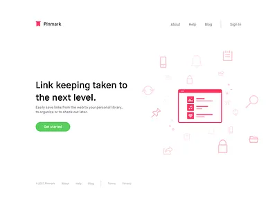 Pinmark — Landing Page Alternative colors features icons illustration landing page logo maison neue font pinmark typography web website