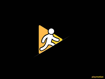 Play Motion amblem dark light logo man motion play player run runner yellow