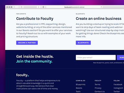 Foculty business footer landing subscribe ui ux