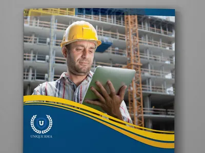 Construction Bi Fold Brochure Template brochure build building catalog construction engineer labor