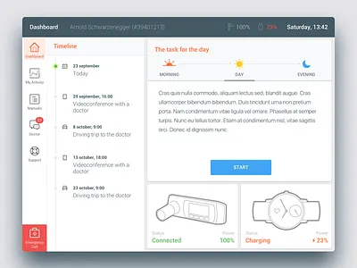 Patient UI android app dashboard heath medical spirometry tablet
