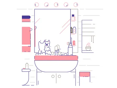 Lil' pupper taking a bath