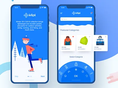 Kilpi Online Shopping android animated app designer icon icons illustrations interaction design material design prototyping ui user experience ux