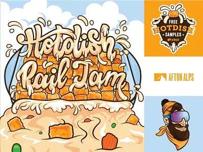 Hotdish Rail Jam afton alps hotdish illustration midwest minnesota north ski snowboard tater tots typography vail