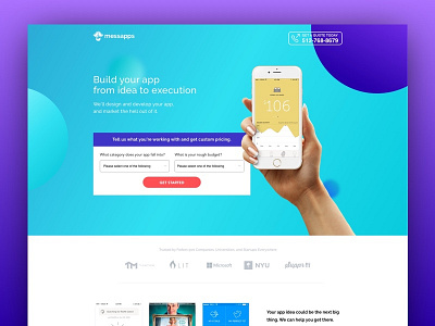 Messapps Landing Page app builder app landing page mobile apps website design