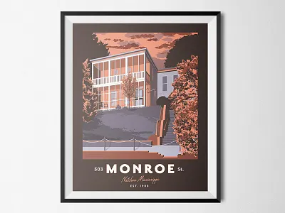 Monroe Street Poster destination illustration lettering mississippi natchez poster print southern