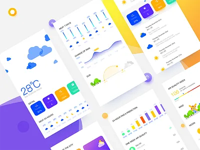 Weather App app blue card choice city cold region simple ui violet weather