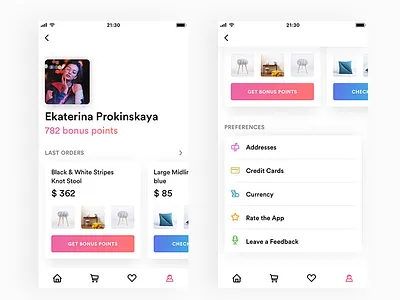 Shopping Profile [Light Version] app card gradient ios ipad iphone light preferences profile shopping simple ui