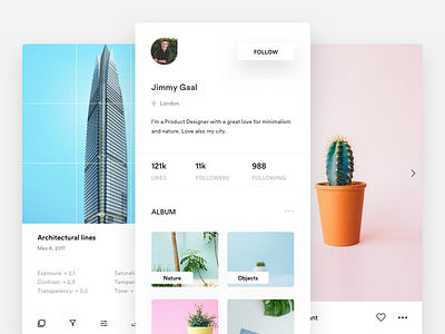 Profile - Photo Editor & Album album app camera clean discover interface minimal profile ui ux white