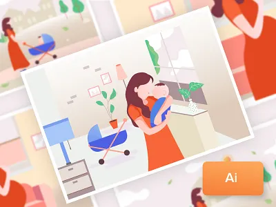 A Mother's Love baby celebration day illustration mom mother parenting