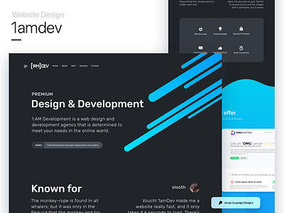 1amdev's website design mockup 1amdev dark gradient landing ui ux website