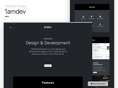 1amdev's website design mockup 1amdev dark gradient landing ui ux website