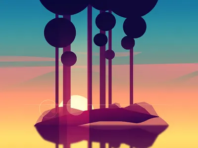 Hills_01 abstract geometric gradient illustration jungle trees trystram vector