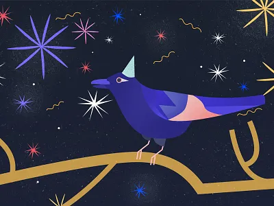 Happy New Year 2018 bird fireworks happy newyear