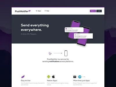 PushNotifier – Version 2 gidix landing notifications purple pushnotifier service