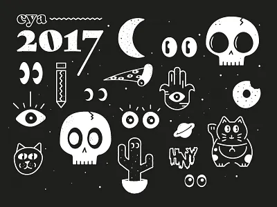 cya 2017 👋 2017 cat eye eyes happy new year illustration new year skull