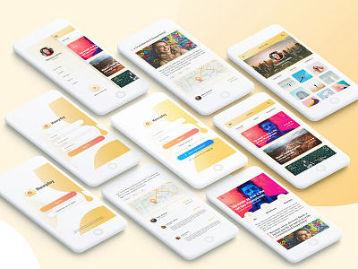 Honeyday - Journal App clean feed gradients honey journal app login mobile profile sign up ui ui design ux