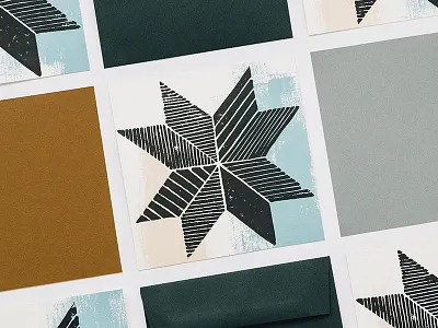 Holiday Card 2018 block print brush christmas envelope french french paper co linocut new england paintbrush quilt snowflake