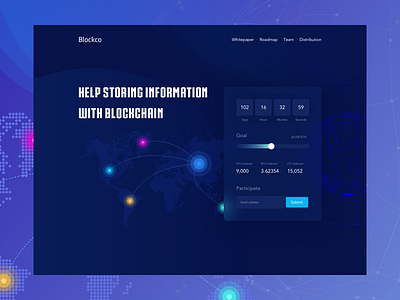 ICO website Header blockchain crowdfunding crypto currency cryptocoin design ico interaction isometric illustration typography ui ux website design