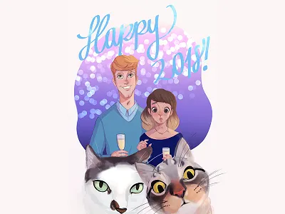 Happy 2018!!! 2018 cats celebration character doodle happy newyear