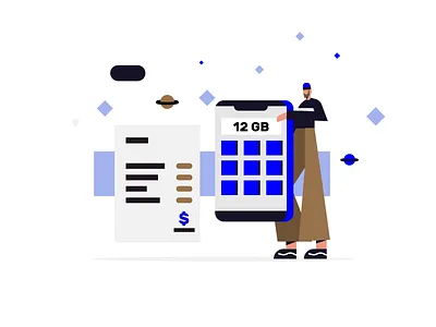 Counting data calculator character illustration iphone phone web webdesign