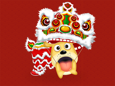 Happy New Year！ china dance dog happy illustrations lion new red year