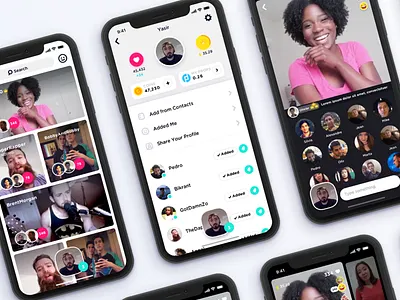 Various Screens homepage profile rize ui ux younow