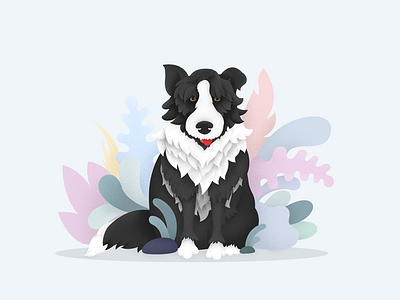 Year of the Dog auspicious blessing dog drawn hand illustration of plant