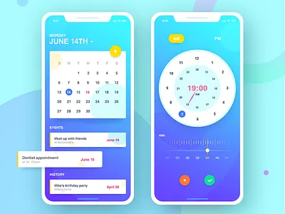 Activity reminder app activity app blue clock set gradient reminder time ui