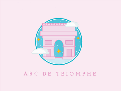 arc de triomphe freebie arc de triomphe champs elysees city clouds freebie icon illustration illustrator paris pastel stars vector