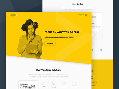 Workforce Landing Page bold cutout digital design landing page ui ux web design white space yellow