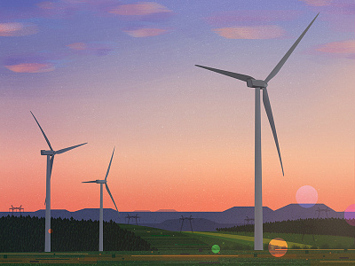 Gradient in the sky green illustration landscape nature sunset vector