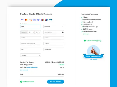Form credit form payment