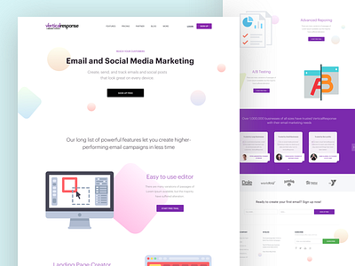 Vertical Response Redesign clean ui digital marketing email marketing gradient landing page marketing media marketing redesign testimonials